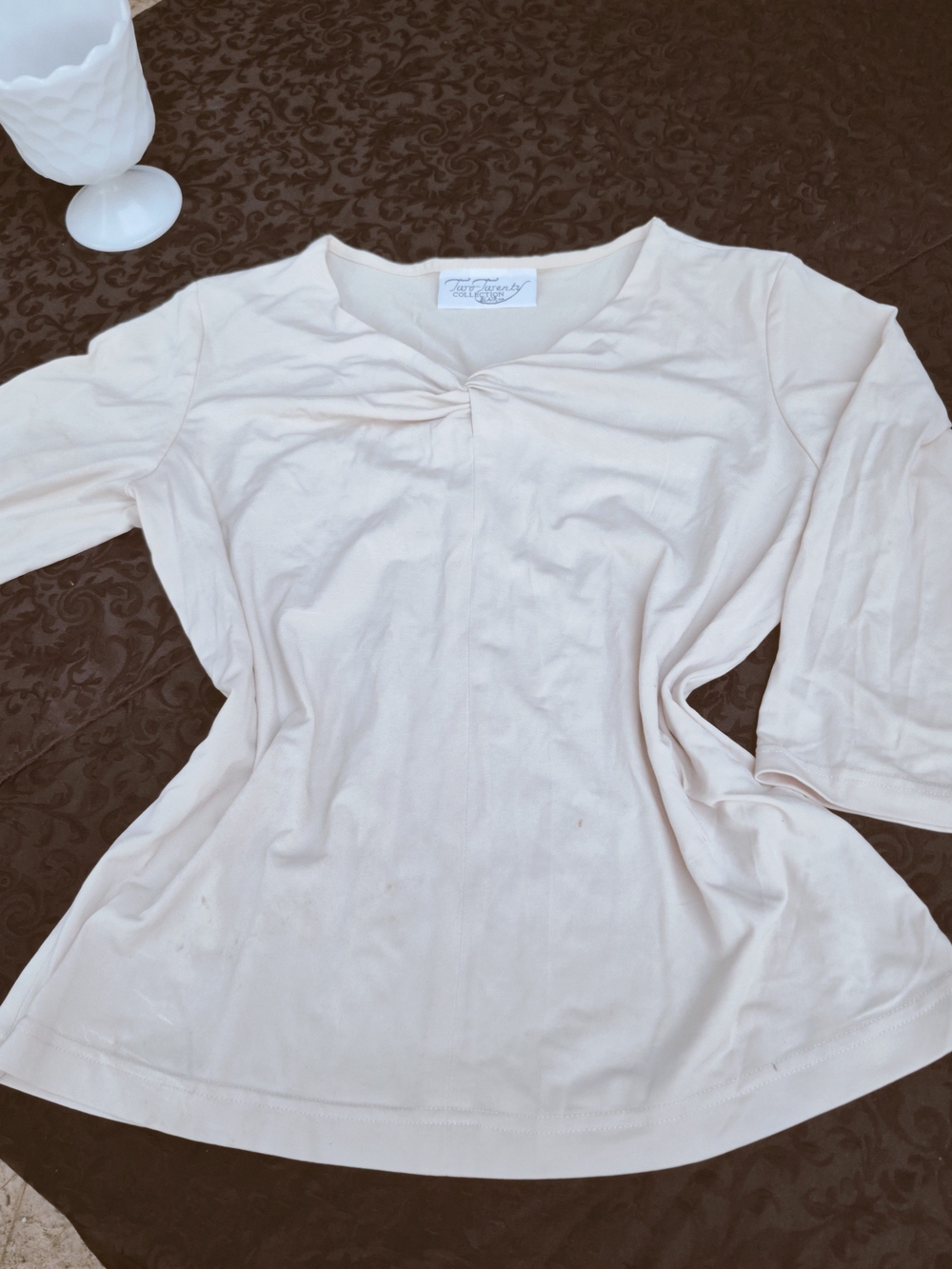 Twenty Pale Cream Twist-Front Long Sleeve Top
